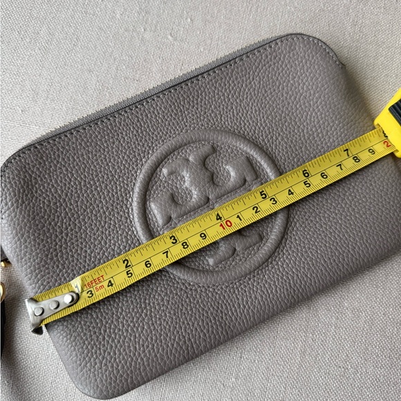 Tory Burch Taupe Wristlet with Logo